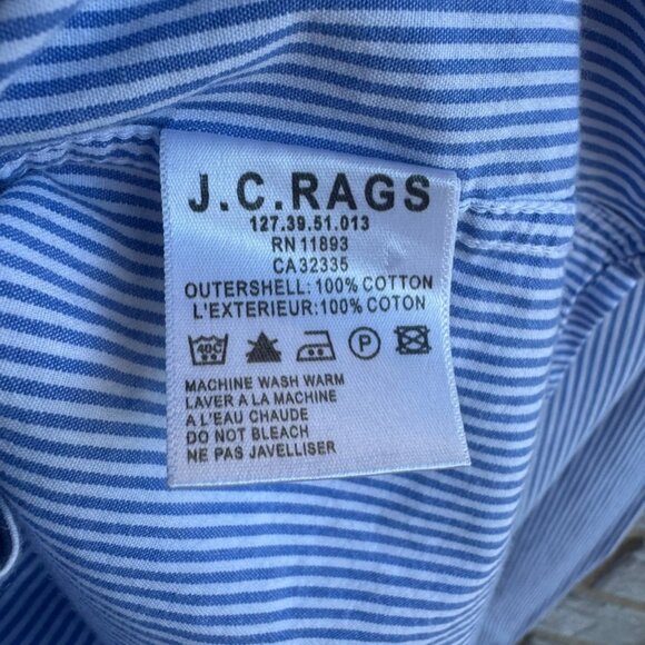 J. C. Rags Long Sleeve Striped Embroidered Button Up Shirt Men's Size L - Picture 4 of 9